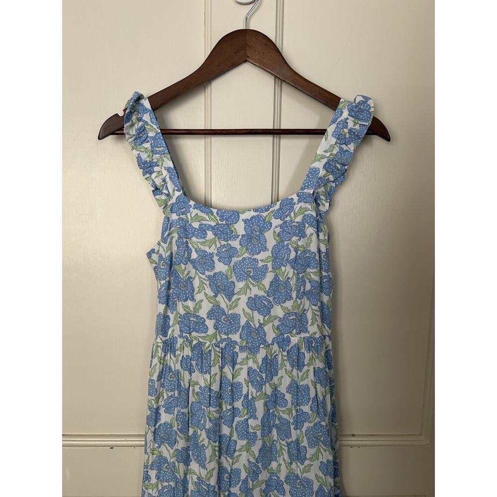 Haute Hippie Floral Tiered Maxi Dress Womens Size Small Blue White Boho Festival - Picture 2 of 10
